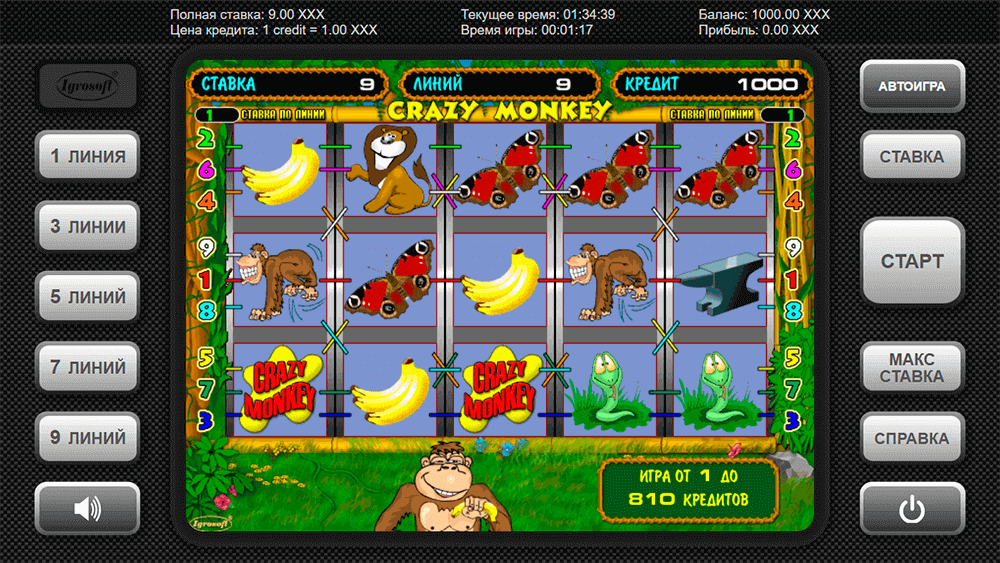 Мобильная версия автомата Crazy Monkey Мобильная версия автомата Crazy Monkey